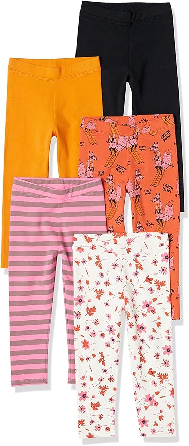 Amazon Essentials Girls and Toddlers' Leggings, Multipacks-CubbioJoy