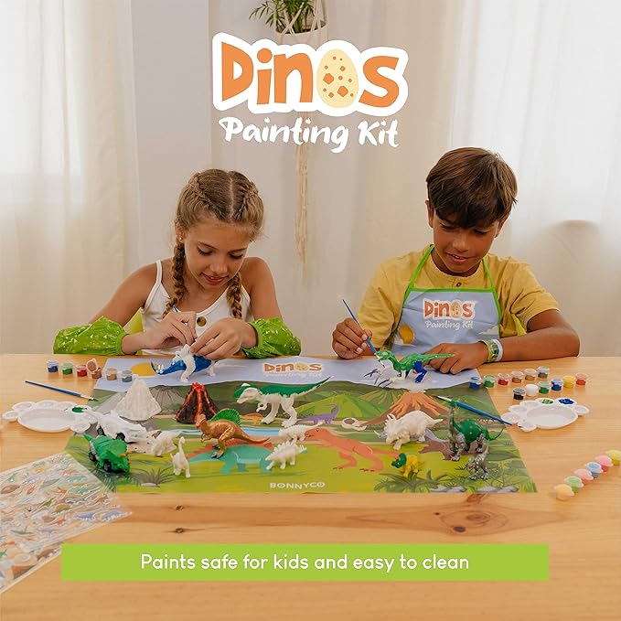 BONNYCO Dinosaur Toys for Kids Painting Kit 16 Figurines Kids Crafts Kits with Glow in The Dark Toys & Gifts for Boys 3 4 5 6 7 8 9 10 Years Old | Dinosaur Gifts Arts and Crafts Birthday Christmas-CubbioJoy