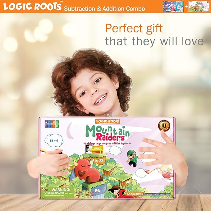 Addition and Subtraction Games - Pack of 2, Cloud Hoppers & Mountain Raiders, Math Board Games and STEM Toys for 7 Year and Up, Gift for Kids (Girls & Boys), Homeschoolers, Grade 1 & Up-CubbioJoy