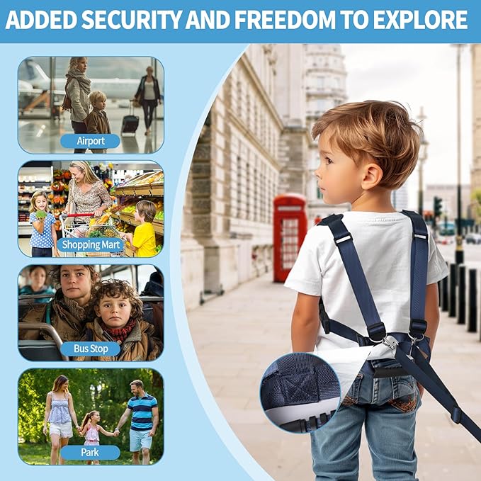 2025 New Safety Harness for Autism and Special Needs Child (3-6 yrs), Anti-Elopement Vest Harness with Light Reflector and Grab Handle for Active, Autistic ADHD Kids,Adjustable Tether Leash with Pouch-CubbioJoy