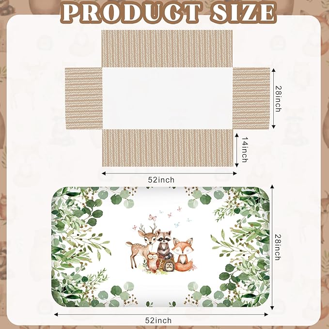 3 Pcs Baby Crib Bedding Set Safari Animals Dinosaurs Bear Woodland Animals Jungle Crib Set Includes Quilt, Fitted Sheet, Skirt for Baby Boy Girl(Green,Woodland Raccoons Deer Etc.)-CubbioJoy