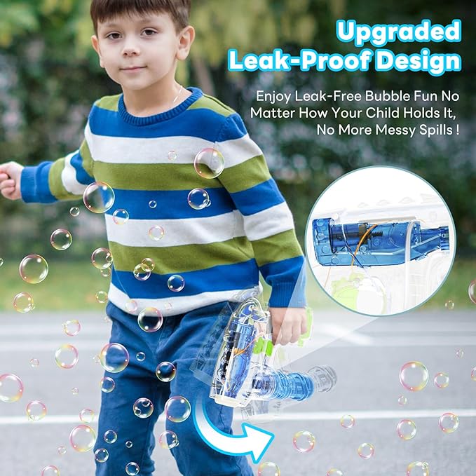 Kid Odyssey 2 Pack Bubble Gun with 4 Refill Solution and 3 Colorful LED Light, Bubble Machine for Kids, Bubble Maker for Party Favors, Birthday Gift, Indoor Outdoor Toys for Toddlers-CubbioJoy