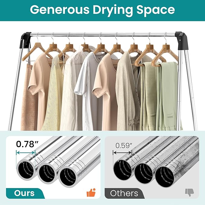 APEXCHASER Foldable Clothes Drying Rack, 55'' Collapsible Laundry Clothes Airer Width Heavy Duty Hanger for Sweaters Baby Clothes Towels Portable Indoor Outdoor for Home Travel-CubbioJoy