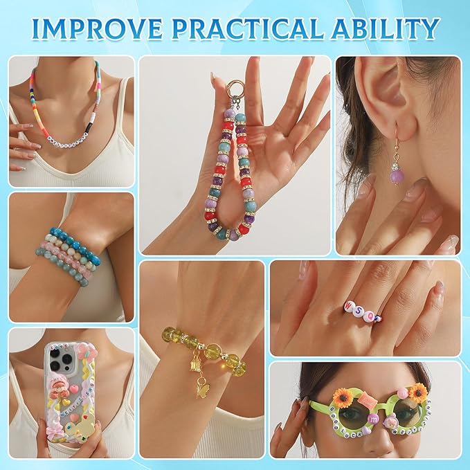 1400pcs Letter Beads, 6x6 mm Acrylic Alphabet Beads, Beads for Jewelry and Bracelet Making, in 28 Grid Box (White and Colorful)-CubbioJoy