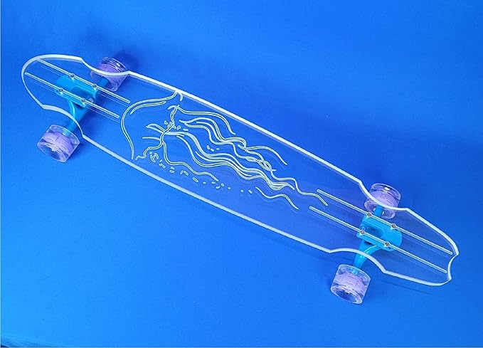 Clear Longboard Skateboard - Transparent Acrylic Long Boards with Light-Up LED Wheels for Smooth Rides - Ride The Streets in Style with Longboard Built for Beginners & Pros Alike-CubbioJoy