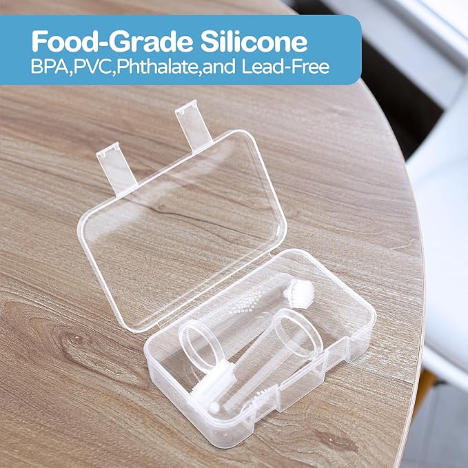 dearlomum Finger Toothbrush for Teething Training, Silicone Oral Cleaner for Newborns and Toddlers, 2PCS-CubbioJoy