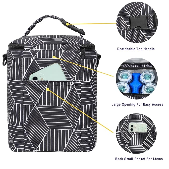 Breastmilk Cooler Bag with Ice Pack Fits 4 Baby Bottles Up to 9 Ounce Insulated Baby Bottle Bag Breast Milk Cooler on The Go with Strap Baby Bottle Cooler Bag for Nursing Mom Daycare or Travel-CubbioJoy