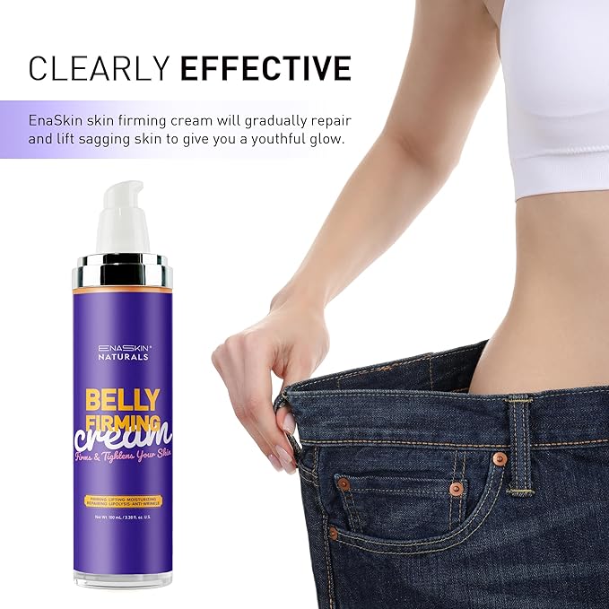 Belly Firming Cream: B Flat Skin Tightening Cream , Cellulite & Stretch Mark Reduction & Tummy Hips Cream & Body Firming for Stomach & Thighs & Arms – 3.38 Fl Oz-CubbioJoy