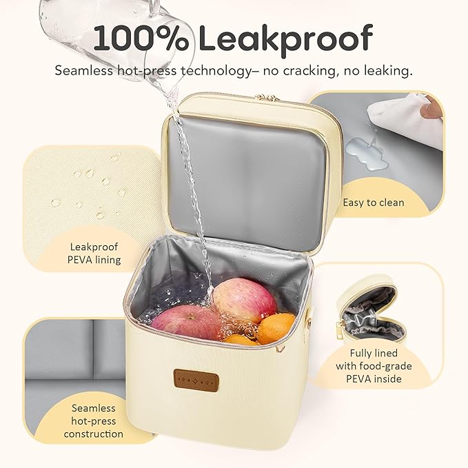 Breastmilk Cooler Bag with Ice Pack & Pacifier Case, Large Double Layer Insulated Baby Bottle Cooler Fits 6 Bottles, Breast Pump Storage Bag for Working Nursing Moms, with Gift Box-CubbioJoy