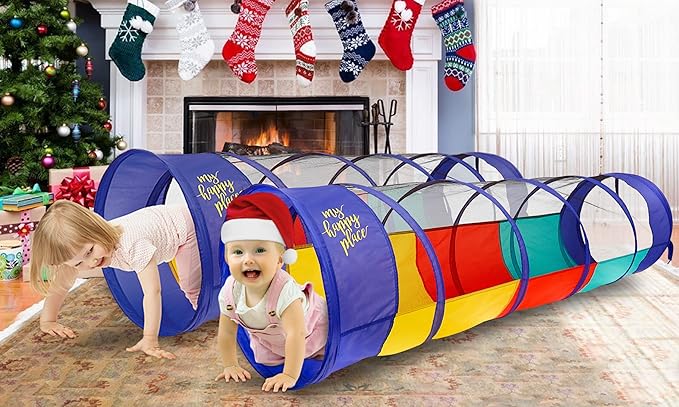 Kiddey Play Tunnel for Kids - Pop Up Tunnel Toys for Toddlers, Kids Multicolored Tunnel for Indoor/Outdoor Fun, Crawl & Play, Obstacle Course Great Gifts for Toddlers - Balls Not Included (2 Pk)-CubbioJoy