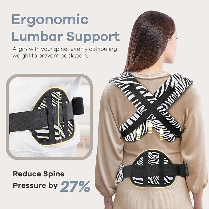 Baby Carrier with Lumbar Support, Cozy Baby Carrier Newborn to Toddler with Adjustable Seat Size, Ergonomic Infant Carrier with 3-Way Carry, Front Facing Toddler Hodler Carrier for Mom & Dad, Zebra-CubbioJoy