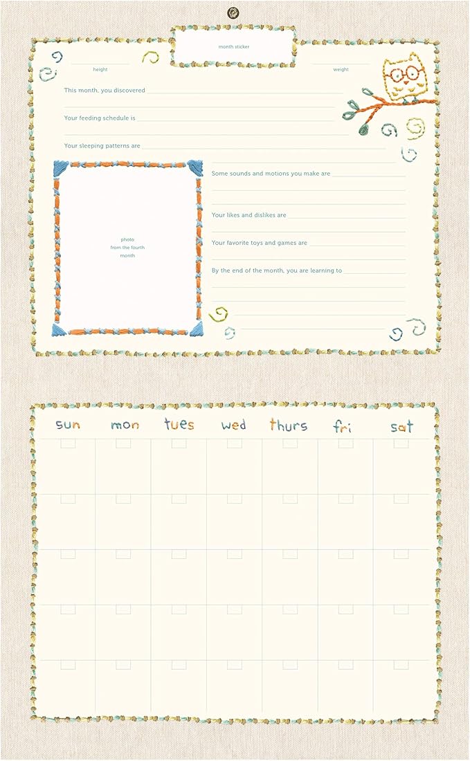 C.R. Gibson Animals 'Hello World' Baby Calendar Baby First Year Tracker, 11'' W x 18'' H-CubbioJoy