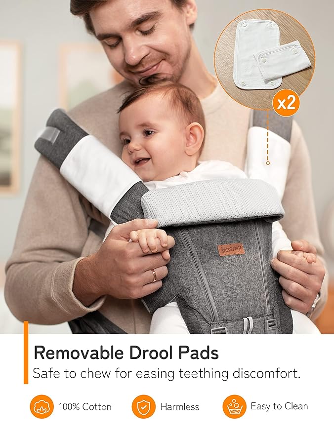 besrey Baby Carrier with Hip Seat Newborn to Toddler, Summer Mesh Front Facing Infant Carrier, Baby Body Holder Chest with Back Support, Front Back Pack with Strap for Men Women Hiking Lumbar Support-CubbioJoy