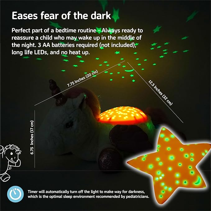 Cloud b Calming Nightlight Star Projector | Gentle Brightness | 3 Colors | 3 Constellations | Auto-Shutoff | Unicorn w/ Wings-CubbioJoy