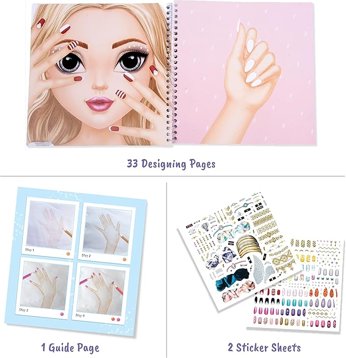 BSCOOL - Drawing, Coloring & Activity Book. Nail Design Book with Stickers and Guides. Fashion Design Sketchbook for Kids 5 and up. Little Designer Creativity Book - Nail Sticker Book. Gift for Girls-CubbioJoy