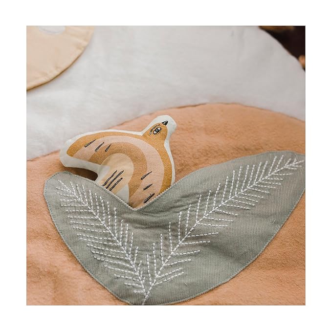 Crane Baby Activity Mat with Interactive Toys, Safari Zoo Themed Tummy Time Floor Mat, 36x36 Quilted Cotton Playmat, Infant Development Toys, Playmats for Newborn-CubbioJoy