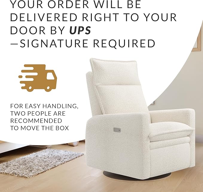 Arya Modern Nursery Chair Glider Recliner with 180° Swivel - Cozy Motorized Reclining Nursing Chair with USB Ports, Gentle Motion, Ergonomic Design, Canadian-Made (Pearl/Puppy Fabric)-CubbioJoy