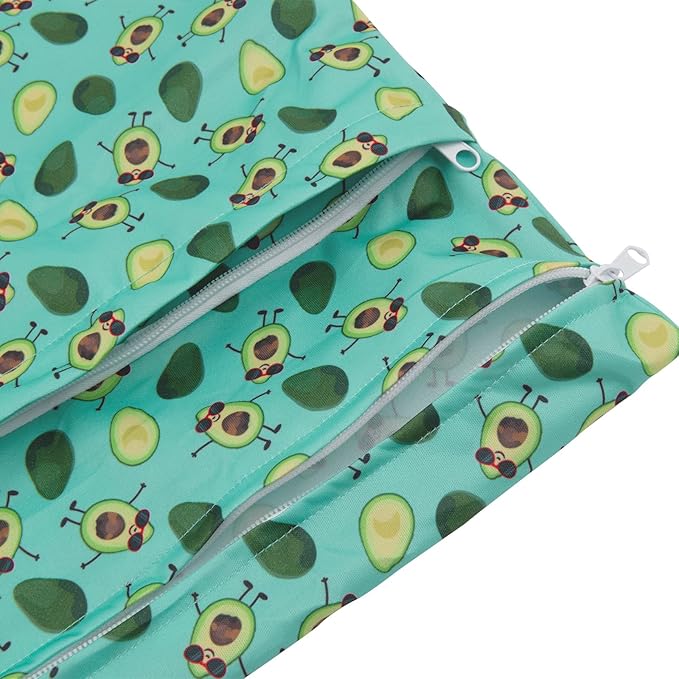 ALVABABY 2pcs Cloth Diaper Wet Dry Bags Waterproof Reusable with Two Zippered Pockets Travel Beach Pool Daycare Soiled Baby Items Yoga Gym Bag for Swimsuits or Wet Clothes LZX4344-CubbioJoy