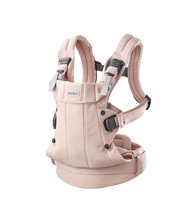 BabyBjörn Baby Carrier Harmony, Light Pink, Woven Mélange | 3-in-1 Ergonomic Baby Carrier; Newborn, Facing-in, Outward-Facing, and Back Carrying Positions Supported (7-40 lbs), Newborn to Toddler-CubbioJoy