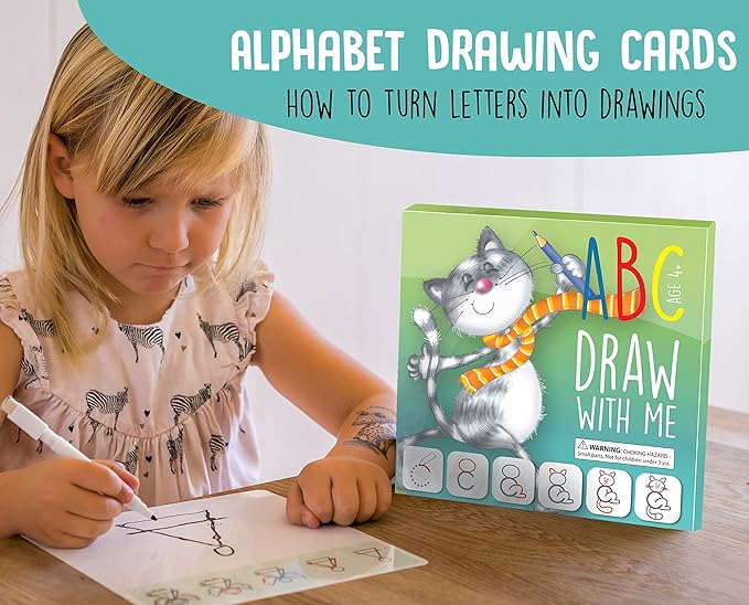 Drawing with Alphabet Learning Letters Tracing ABC Handwriting Toys Set Educational Game Birthday Gift for Preschool Activities Girl Boy 3-6 Years Old Kids-CubbioJoy