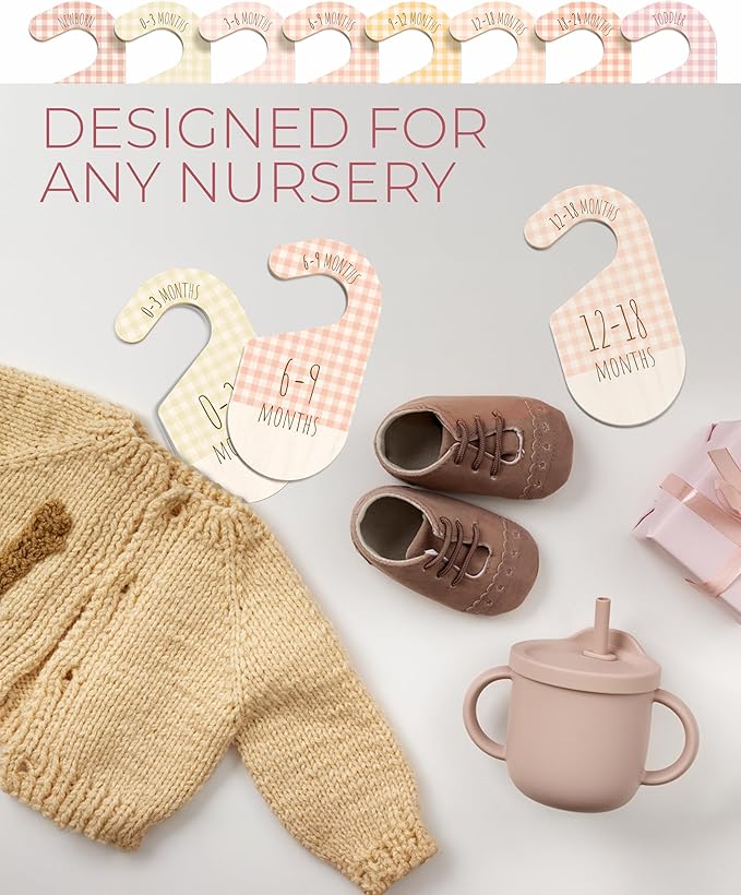 Baby Clothes Organizer - Pink Baby Closet Dividers for Nursery Decor, Storage & Organization - 8 Size Closet Dividers for Hanging Clothes, Gender Neutral Nursery Must-Haves & Accessories-CubbioJoy