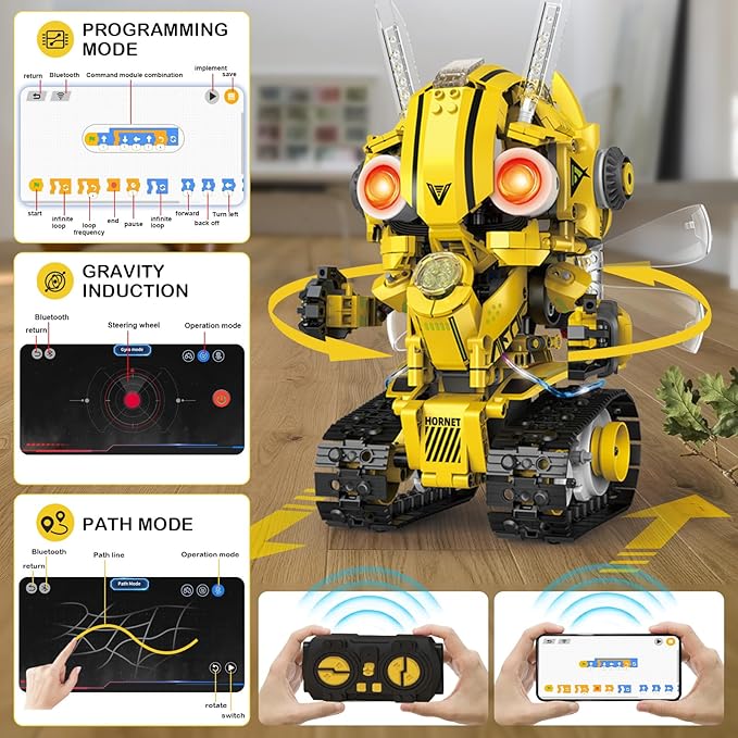 5 in 1 STEM RC Robot Building Kit, 673PCS Remote & App Controlled Jets Building Blocks Set, Robotic Technic Creative Toys, DIY Build Science Learning Gift for Boys Girls Age 6 7 8 9 10 11 12+-CubbioJoy