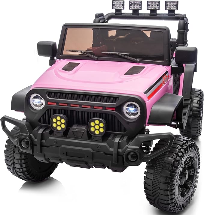 4WD Kids Ride on Car Truck, 12V 7Ah Kids Electric Vehicles Car Ride on Toy for Toddlers with Remote Control - Light Pink-CubbioJoy