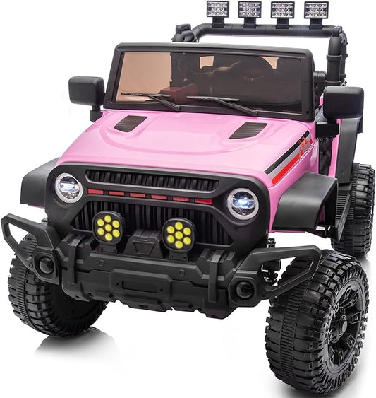 4WD Kids Ride on Car Truck, 12V 7Ah Kids Electric Vehicles Car Ride on Toy for Toddlers with Remote Control - Light Pink-CubbioJoy