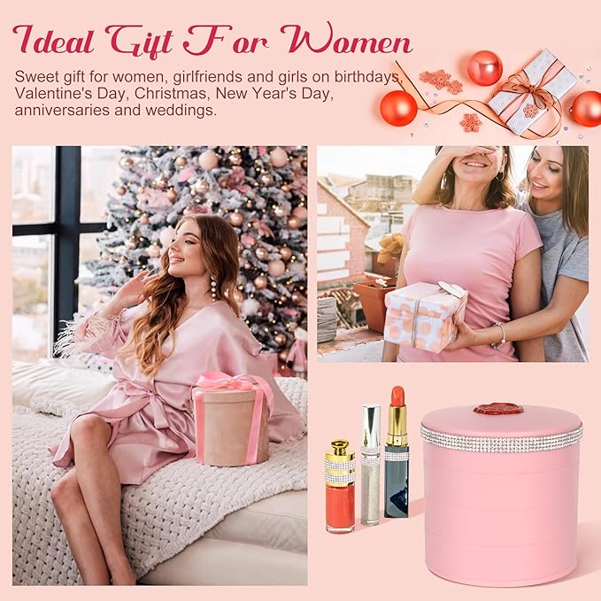 CONBOLA Jewelry Holder Organizer, Christmas Gifts Ideas for Women, Small Jewelry Storage Box Earring Holder, 5-Layer Rotating Jewelry Storage Tray with Lid for Bracelets Rings Bracelets-CubbioJoy