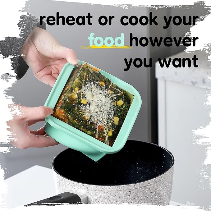 2-Cup Silicone Freezer Trays with Lids – Perfect for Meal Prep, Portion Control, and Easy Freezing-Meal Prep Container Molds for Soup,Leftovers (Bondi Mint, 2 Pack)-CubbioJoy