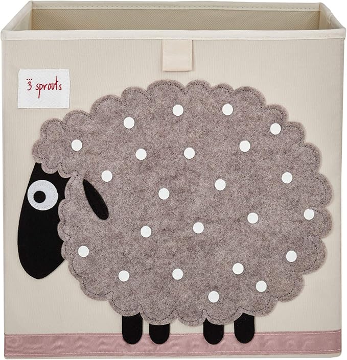 3 Sprouts Toy Storage Organizer: Toy Box Cube Organizer for Playroom, Nursery - Foldable Storage Bin - Sheep-CubbioJoy