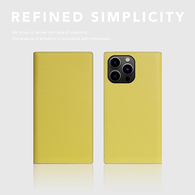 D8 Neon Full Grain Leather Wallet Case for iPhone 15 Pro - [2-in-1] Handcrafted Detachable Diary Style with Magnetic MagSafe Back Cover, Gift Box Included (Lemon)-CubbioJoy