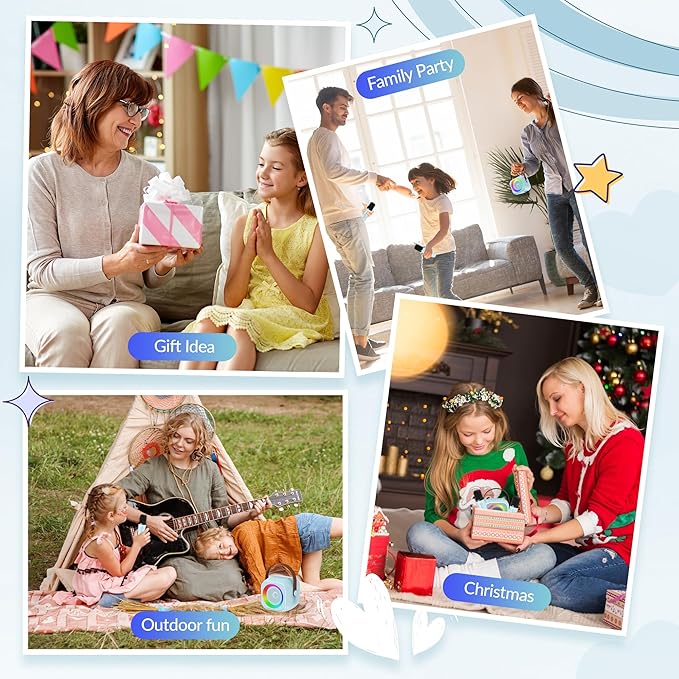 Karaoke Machine, Portable Bluetooth Speaker with 2 Wireless Microphones for Kids, Karaoke Toys Gifts Toys for Girls Boys Family Home Party (Blue)-CubbioJoy
