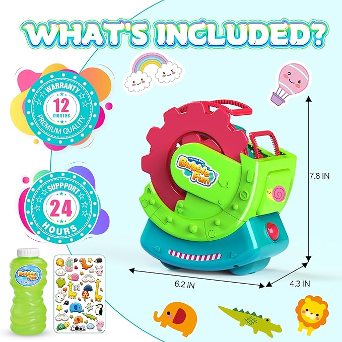 Bubble Machine for Toddlers Kids & Pets, with 8oz Safe Solution, Extra Large & Bubbles in Bubble Maker, Children & Pets Dog Toys Gift, Indoor/Outdoor Birthday Wedding Party Bubble Blower-CubbioJoy