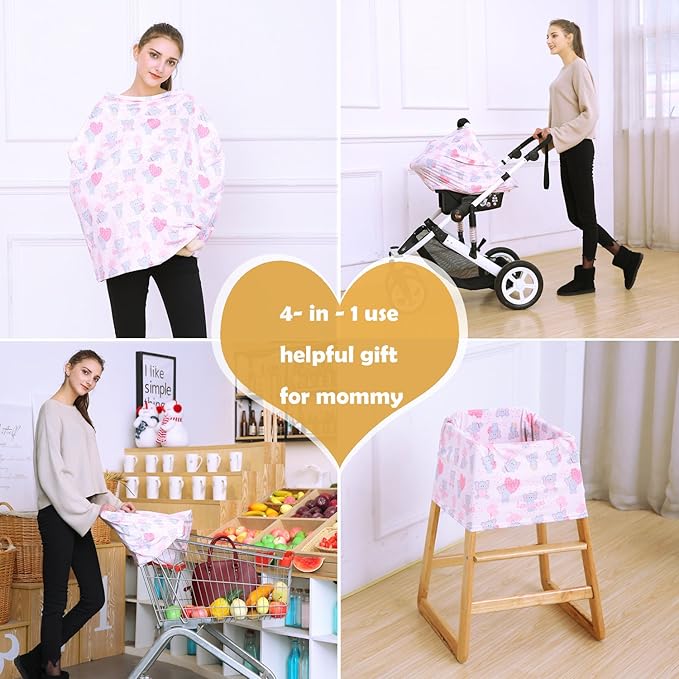 Baby Car Seat Covers, Carseat Canopy, Boys Girls Privacy Breastfeeding Cover (Cute Elephant)-CubbioJoy