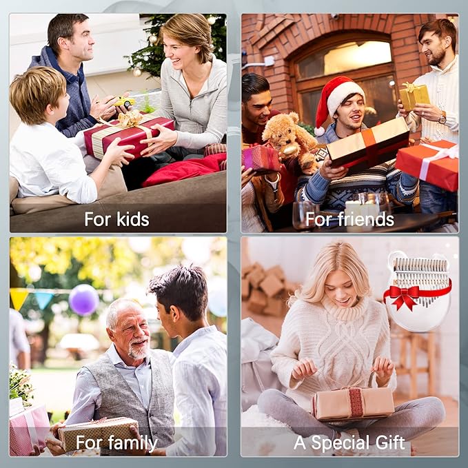 Acrylic Kalimba Thumb Piano,YUNDIE Portable 17 Keys Mbira Crystal Finger Piano, Musical Instruments Birthday Gift for Kid Adult Beginners Professional(Clear) (17 Keys)-CubbioJoy