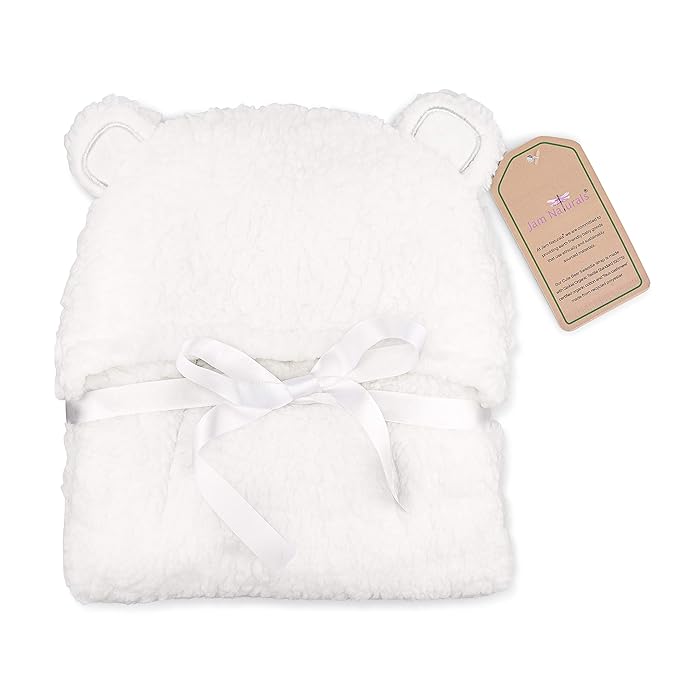 Jam Naturals- Baby Swaddle Blanket, Cute Bear Organic Receiving Swaddling Wrap, Gender Neutral Soft Newborn Baby Registry Gift (White 0-3m)-CubbioJoy