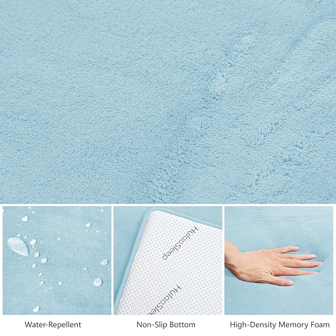Baby Play Mat for Floor,1.3" Thick Elasti-Foam 50"×50" Playpen Mat for Tummy Time,Water Repellent Soft Coral Velvet for Toddler,Infant,Kids,Non-Slip Backing Safe for Crawling(Light Blue)-CubbioJoy