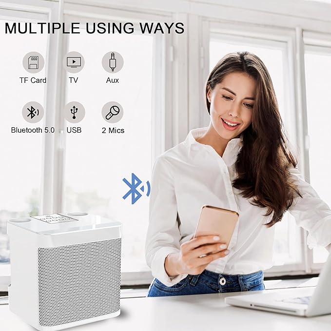 Karaoke Machine for Adults and Kids, Portable Bluetooth Karaoke Speaker with 2 Wireless Microphones for TV, Singing Karaoke for Home Party, Great Gifts for Boys and Girls-CubbioJoy