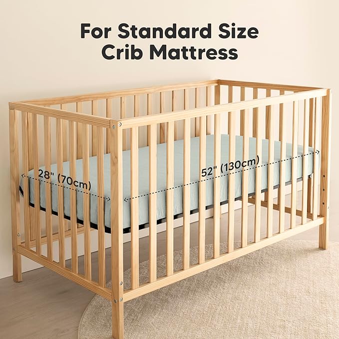 KeaBabies 2-Pack Muslin Crib Sheets for Boys, Girls - 100% Organic Cotton Fitted Baby Crib Mattress Sheet, Soft Breathable Standard Toddler Bed Cover Bedding Set, Neutral, Durable 52x28 (Willow)-CubbioJoy