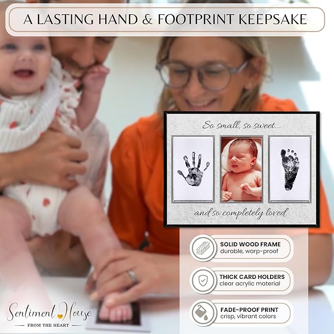 Inkless Hand and Footprint Kit, Baby Keepsake Plaque & Baby Shower Gifts - Ideal as Mom To Be Gift, Nursery Picture Frames, Clean Touch Hand and Footprint Kit (Style 2 - Design 3)-CubbioJoy