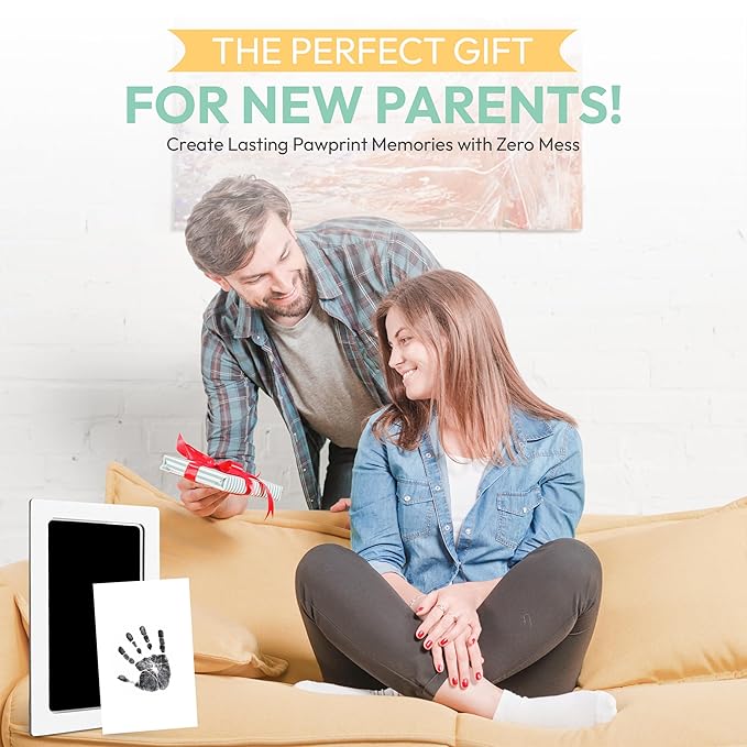 Clean Touch Ink Pad for Baby Handprints and Footprints – Inkless Infant Hand & Foot Stamp – Safe for Babies, Doesn’t Touch Skin – Perfect Family Memory or Gift – Black Print Kit by Tiny Gifts-CubbioJoy