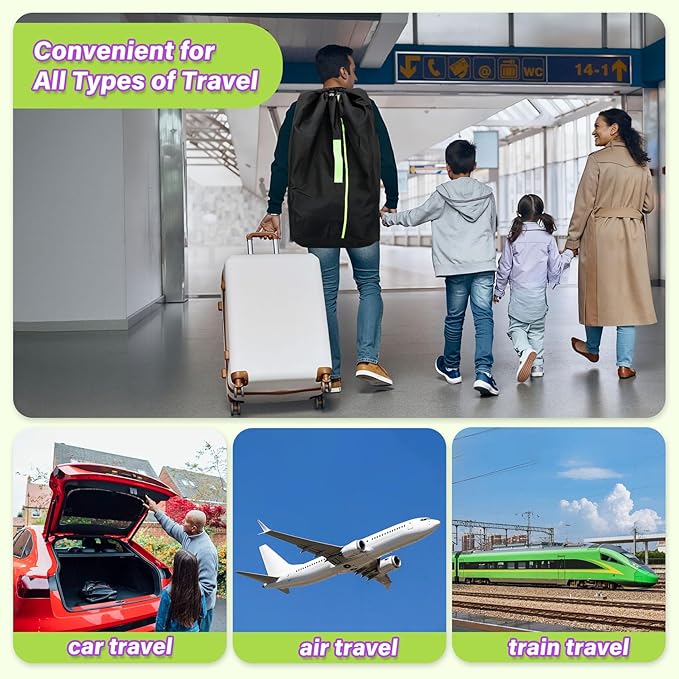 Car Seat Travel Bag for Airplane: Carseat Bags for Air Travel, Waterproof Durable Carrier Cover for Infant & Toddler Car Seats,Portable Carseat Cover with Shoulder Straps and 2 Luggage Tags-CubbioJoy