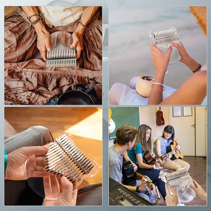 Acrylic Kalimba Thumb Piano,YUNDIE Portable 17 Keys Mbira Crystal Finger Piano, Musical Instruments Birthday Gift for Kid Adult Beginners Professional(Clear) (17 Keys)-CubbioJoy