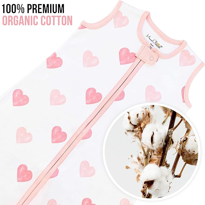 Baby Sleep Sack 1.0 TOG, Organic Cotton Baby Wearable Blanket with Two-Way Zipper, Swaddle Transition Baby Sleeping Bag, All-Season Sleep Sack for Newborn Infant Toddler Boy Girl, 6-12 Months, 1-Pack-CubbioJoy