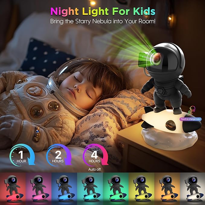 Astronaut Galaxy Projector for Bedroom, Star Projector Galaxy Light with App & Remote Control, White Noises, Bluetooth Speaker, Rocket Night Light for Kids, Ceiling, Gifts, Room Decor-CubbioJoy