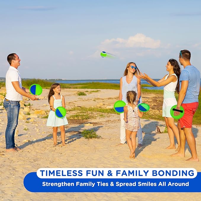 Ayeboovi Toss and Catch Ball Set Outdoor Yard Beach Pool Toys Games for Kids Family Sports 8 Paddles 4 Balls for Toddlers Boys Girls Ages 3-12 Boys Girls Birthday Gift-CubbioJoy