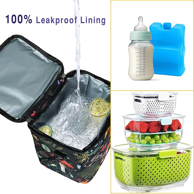 Breastmilk Cooler Bag with Ice Pack Fits 4 Baby Bottles Up to 9 Ounce Insulated Baby Bottle Bag Breast Milk Cooler on The Go with Strap Baby Bottle Cooler Bag for Nursing Mom Daycare or Travel-CubbioJoy