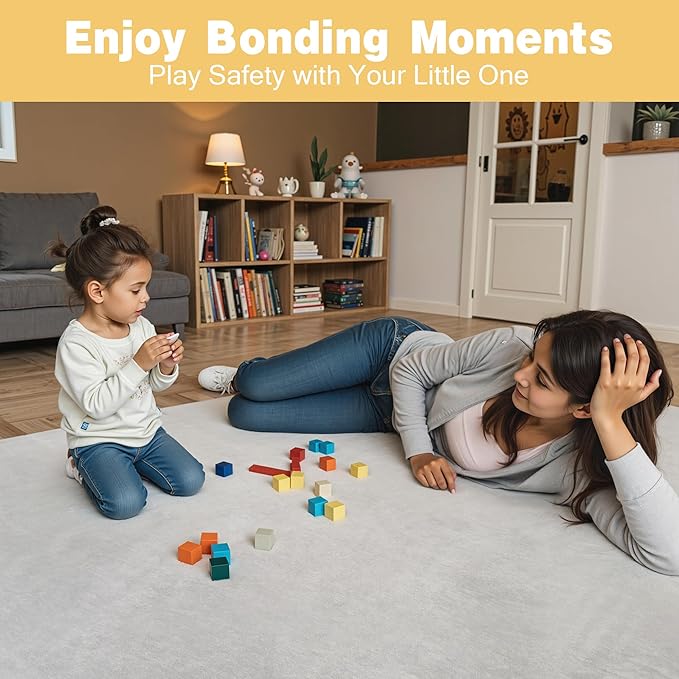 79" ×71" Padded Baby Play Mat for Floor, 1.2" Thick Memory Foam Mat with Machine Washable Cover, Soft Tummy Time Crawling Playmat with Non-Slip Bottom, Fits 79" x71" Playpens-CubbioJoy