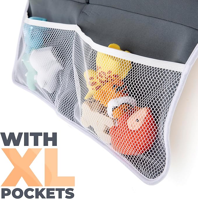 Baby Bath Kneeler and Elbow Rest Pad Set Made of Neoprene & Foam - Non Slip Cushioned Bath Kneeling Pad for Bathing Baby with XL Compartments for Bath Toy Storage for Tub-CubbioJoy